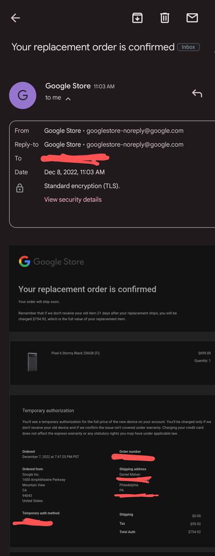Google Pixel 6, color Black