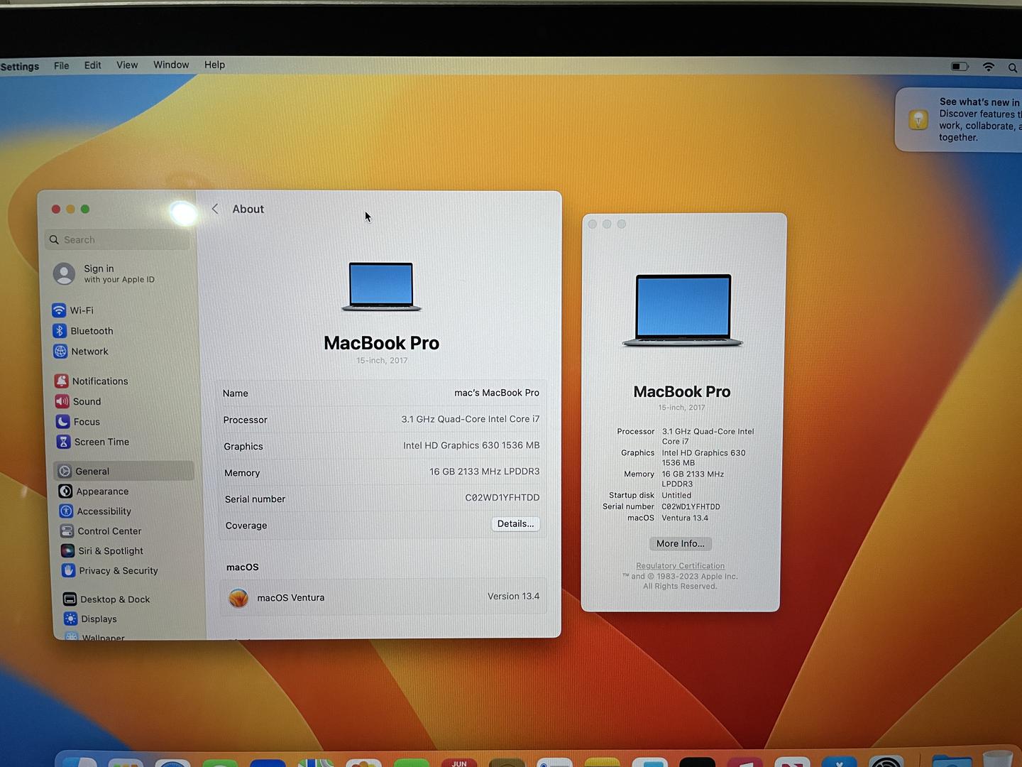 MacBook Pro 2017 (With Touch Bar) - 15", color Gray