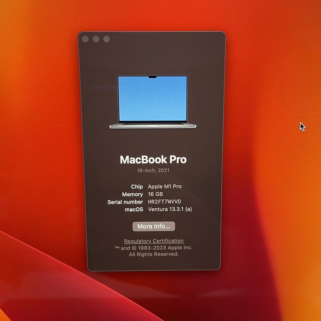 MacBook Pro 2021 - 16", color Gray