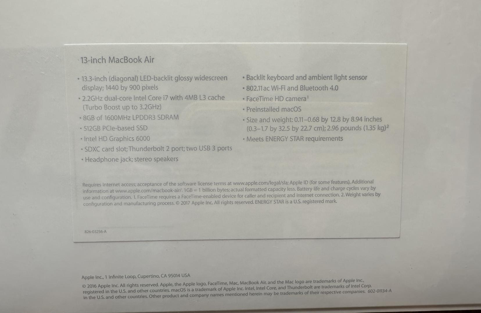 MacBook Air 2017 - 13", color Silver