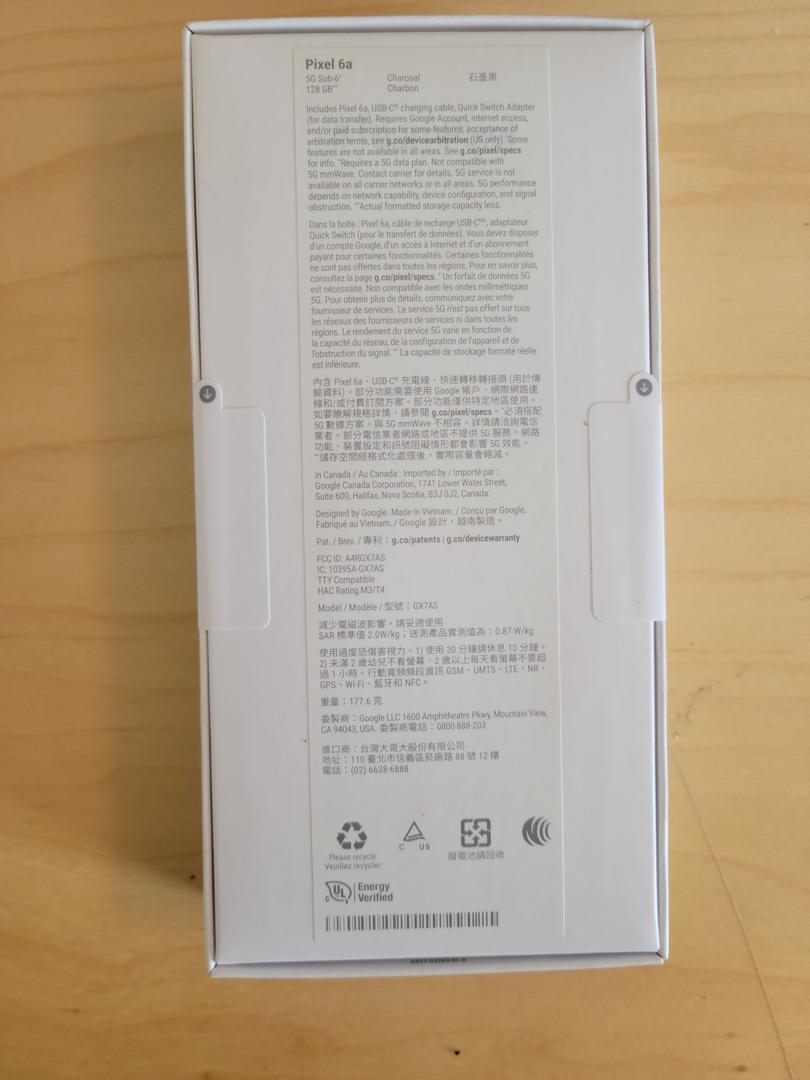 Google Pixel 6a, color Charcoal