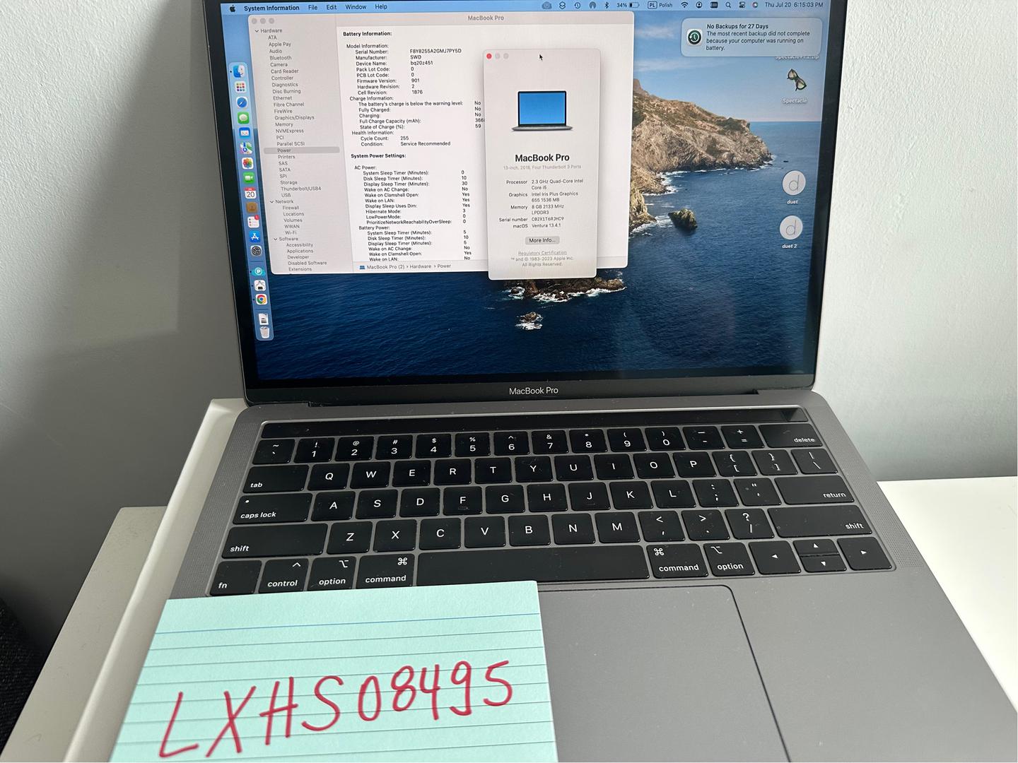 MacBook Pro 2018 (With Touch Bar) - 13", color Gray