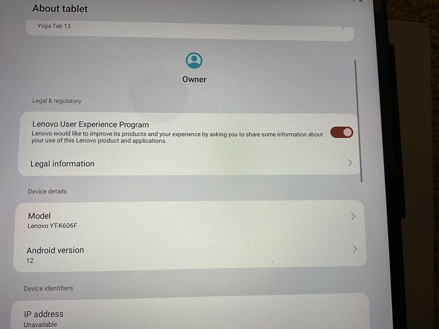 Lenovo Yoga Tab 13, color Black