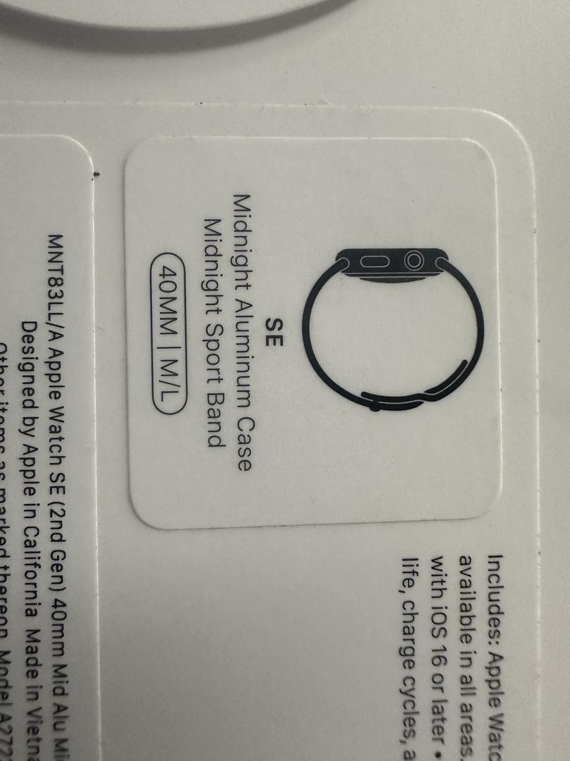 Apple Watch SE 2nd Gen 40mm, color Midnight