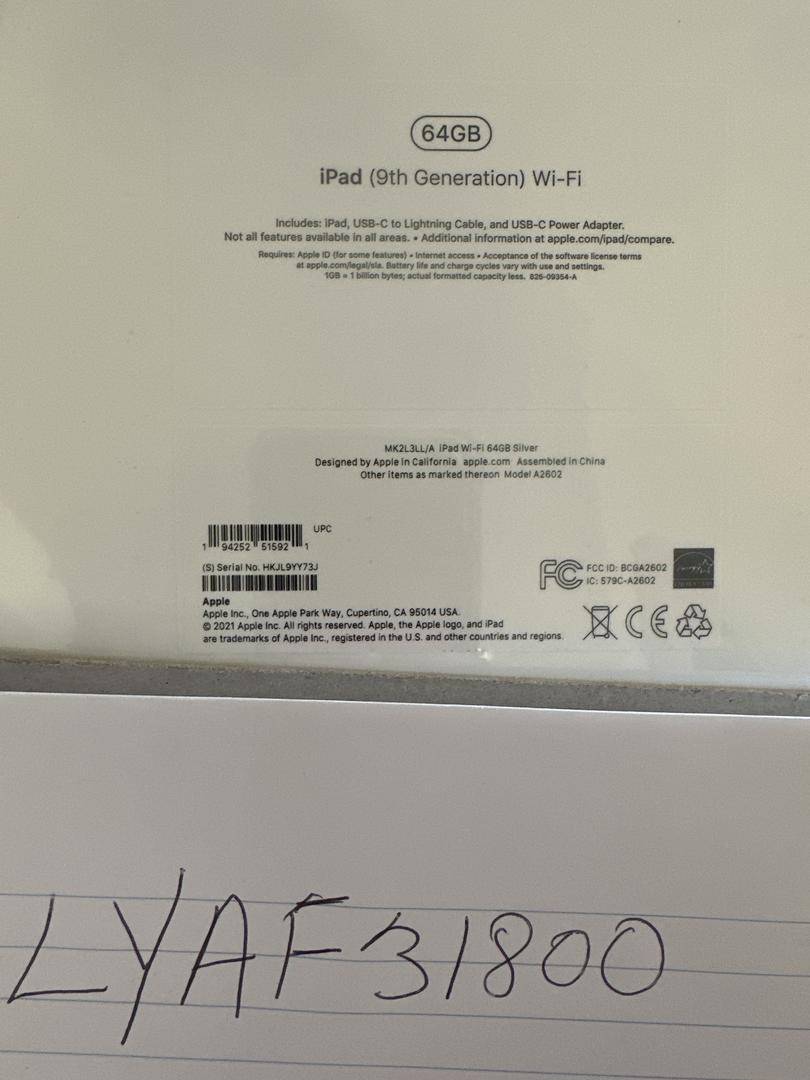 Apple iPad 9th Gen, color Silver