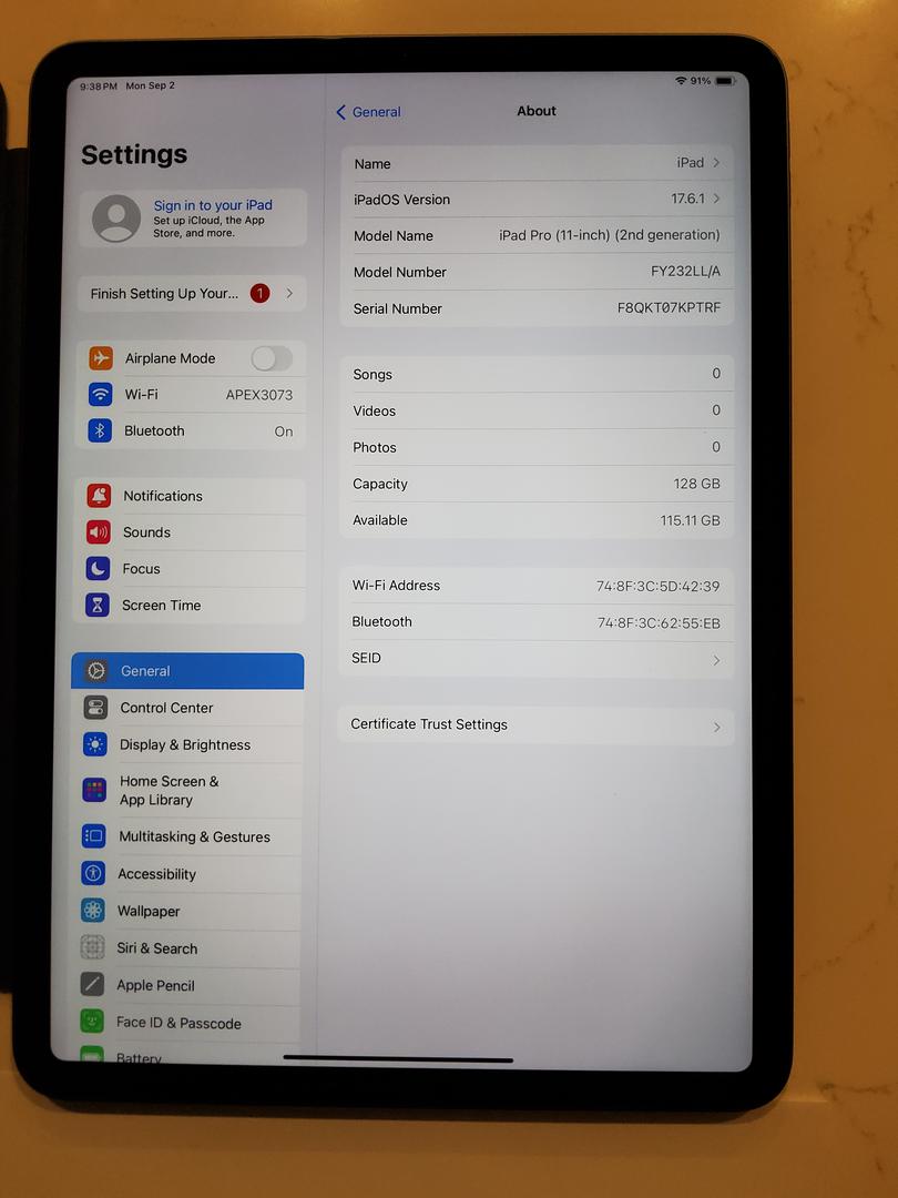 Apple iPad Pro 11" 2nd Gen 2020, color Gray