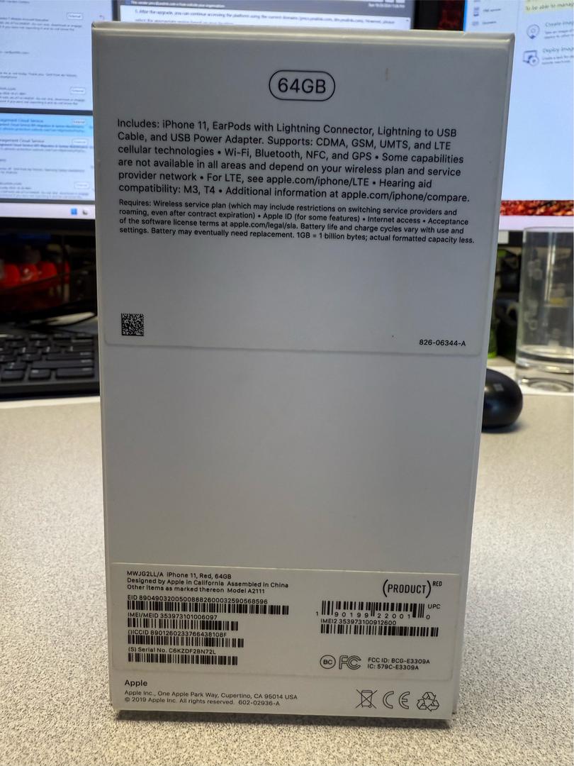 Apple iPhone 11 Unlocked, Red, 64GB, A2111 LYLK05811 Swappa