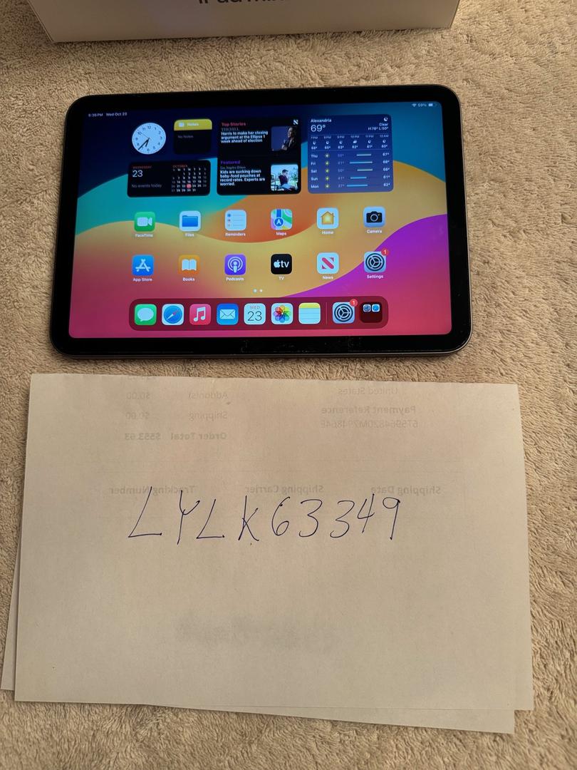 Apple iPad Mini 6th Gen WiFi, Gray, 256GB, A2567 LYLK63349 Swappa