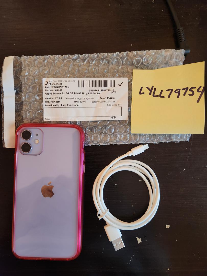 Apple iPhone 11 Unlocked, Purple, 64GB, A2111 LYLL79754 Swappa