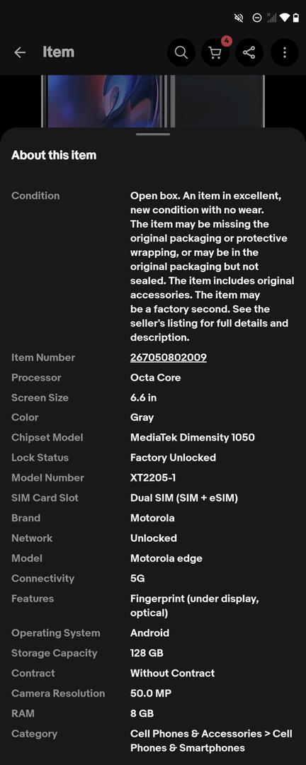 Motorola Edge (2022), color Gray