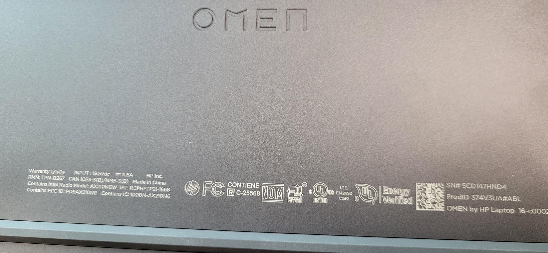 HP Omen Laptop, color