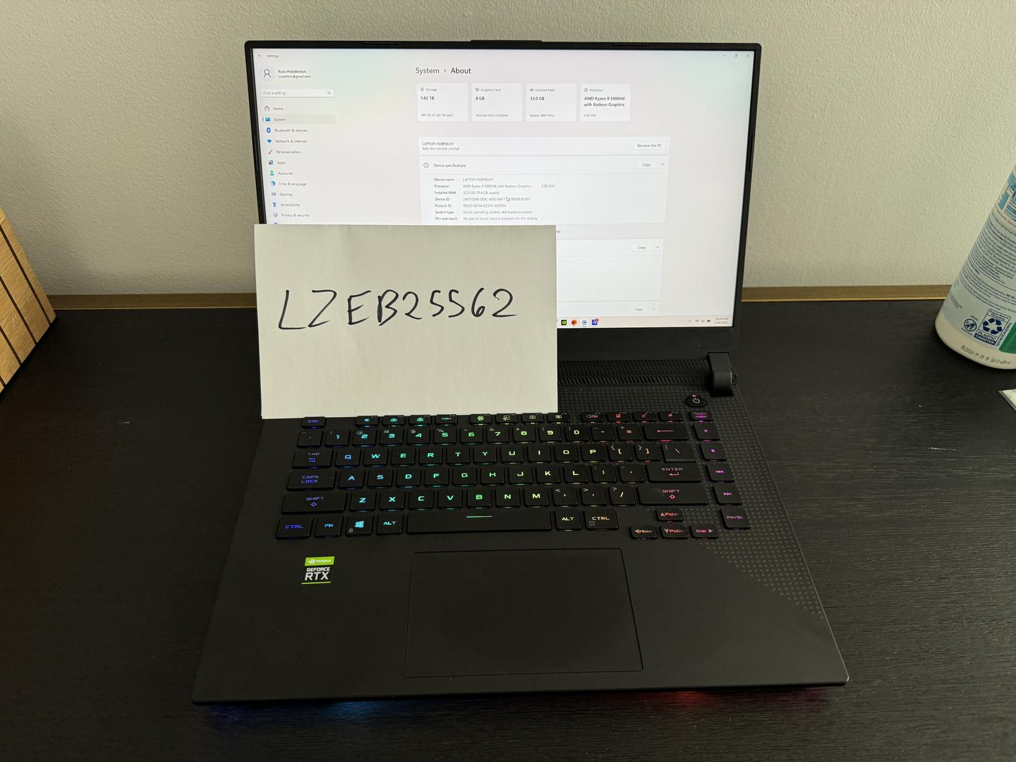Asus ROG Strix Laptop, color