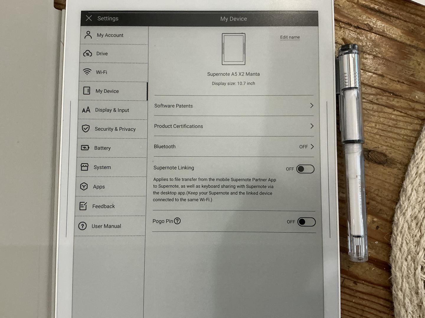 Supernote A5 X2 Manta, color White