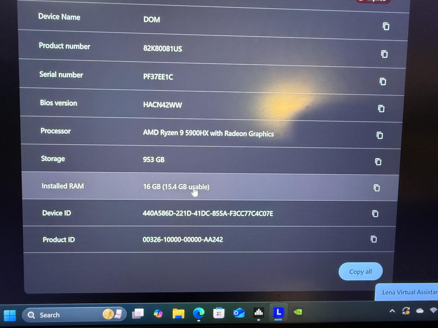 Lenovo Legion S7 15", color Black