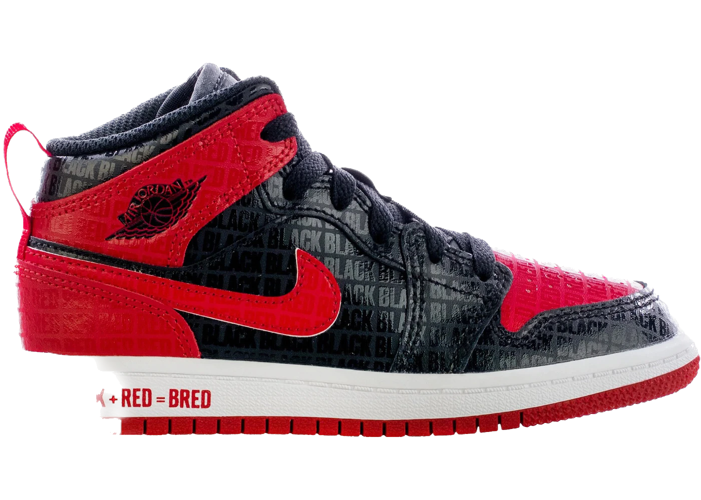 Jordan 1 Mid Black Red Bred (PS)